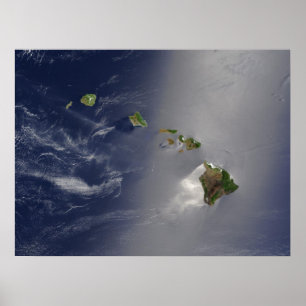Satellietsatelliet Uitzicht van de Hawaiiaanse eil Poster
