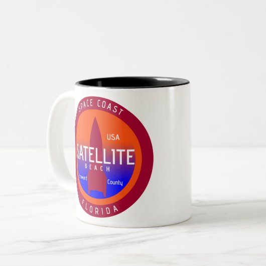 Satellietstrand Ruimtekust Tweekleurige Koffiemok (Voorkant links)