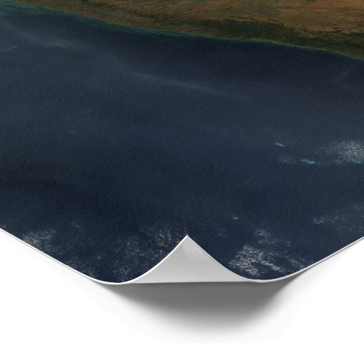 Satellietuitzicht van Centraal-India Poster (Hoek)