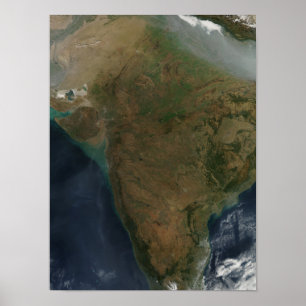 Satellietuitzicht van Centraal-India Poster