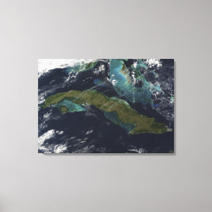 Satellietuitzicht van Cuba Canvas Afdruk