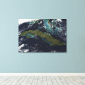 Satellietuitzicht van Cuba Canvas Afdruk (Insitu (Houten vloer))