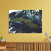 Satellietuitzicht van Cuba Canvas Afdruk (Insitu (Woonkamer))