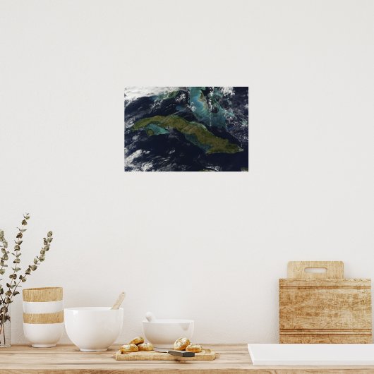 Satellietuitzicht van Cuba Poster (Keuken)