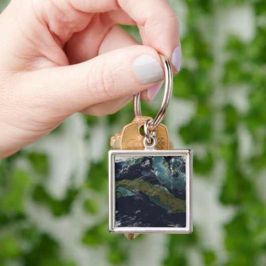 Satellietuitzicht van Cuba Sleutelhanger (Hand)