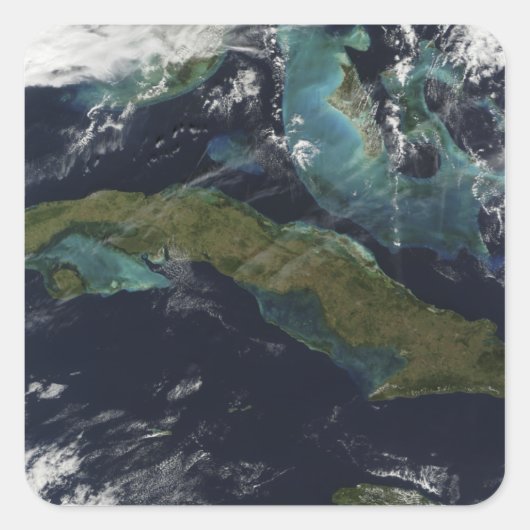 Satellietuitzicht van Cuba Vierkante Sticker (Voorkant)