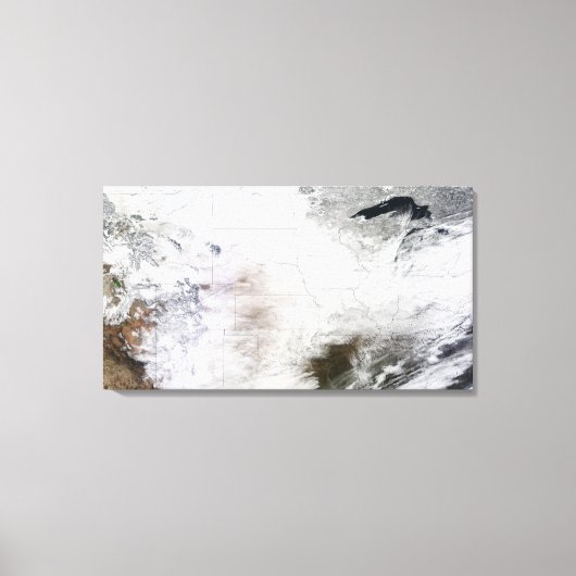 Satellietuitzicht van een massaal winterstorm bove canvas afdruk (Voorkant)