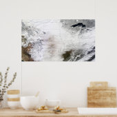 Satellietuitzicht van een massaal winterstorm bove poster (Keuken)