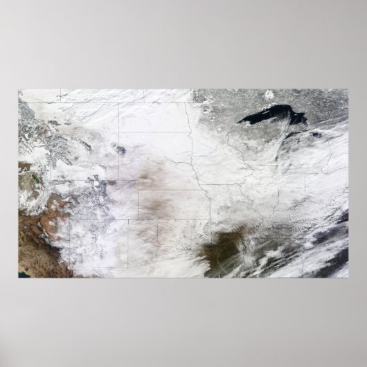 Satellietuitzicht van een massaal winterstorm bove poster (Voorkant)