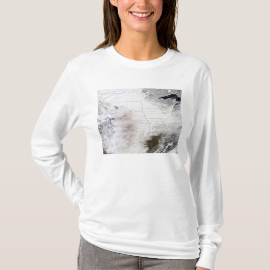 Satellietuitzicht van een massaal winterstorm bove t-shirt (Voorkant)