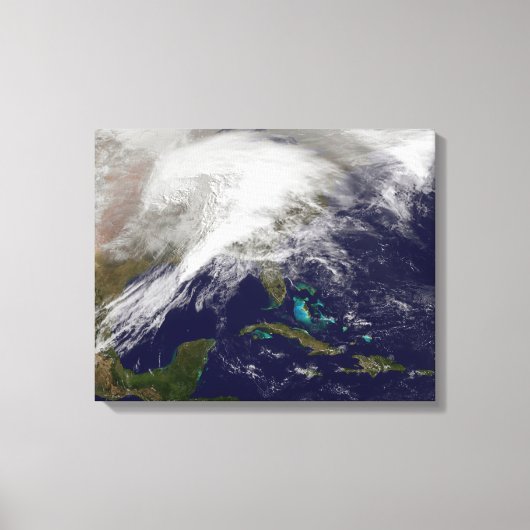 Satellietuitzicht van een zwaar winterstorm canvas afdruk (Voorkant)