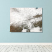 Satellietuitzicht van een zwaar winterstorm canvas afdruk (Insitu (Houten vloer))