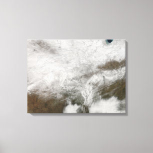 Satellietuitzicht van een zwaar winterstorm canvas afdruk