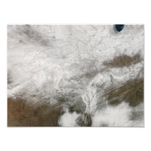 Satellietuitzicht van een zwaar winterstorm foto afdruk (Voorkant)
