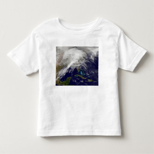 Satellietuitzicht van een zwaar winterstorm kinder shirts (Voorkant)