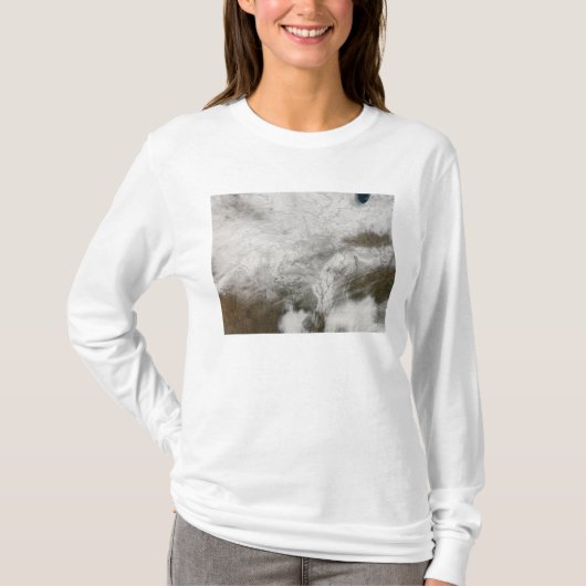 Satellietuitzicht van een zwaar winterstorm t-shirt (Voorkant)