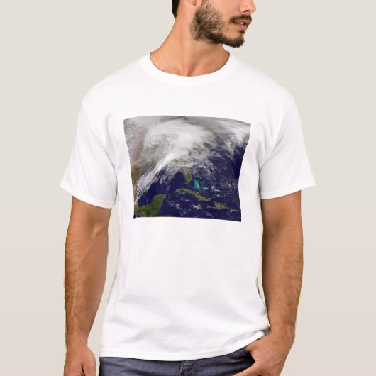 Satellietuitzicht van een zwaar winterstorm t-shirt (Voorkant)