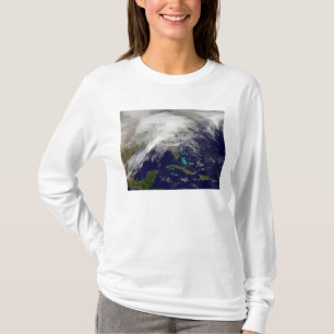 Satellietuitzicht van een zwaar winterstorm t-shirt
