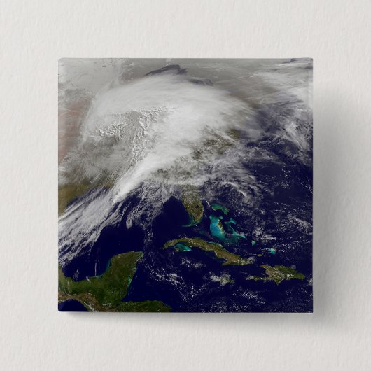 Satellietuitzicht van een zwaar winterstorm vierkante button 5,1 cm (Voorkant)
