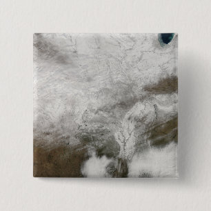Satellietuitzicht van een zwaar winterstorm vierkante button 5,1 cm