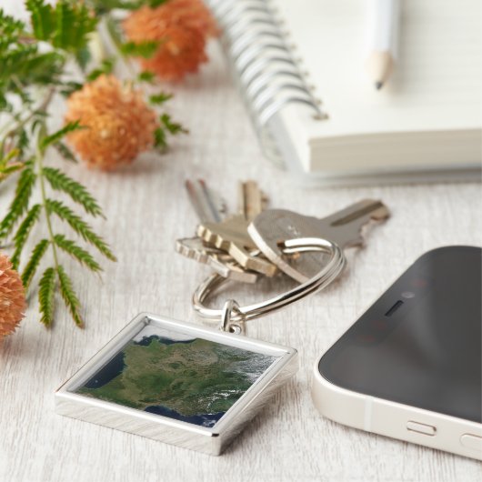 Satellietuitzicht van Frankrijk Sleutelhanger (Zijkant)