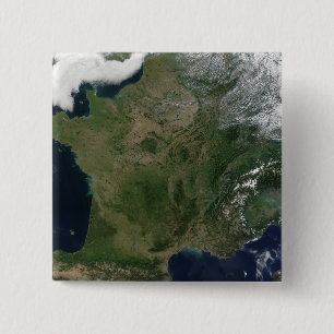 Satellietuitzicht van Frankrijk Vierkante Button 5,1 Cm