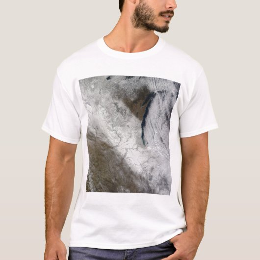 Satellietuitzicht van sneeuw en koud t-shirt (Voorkant)