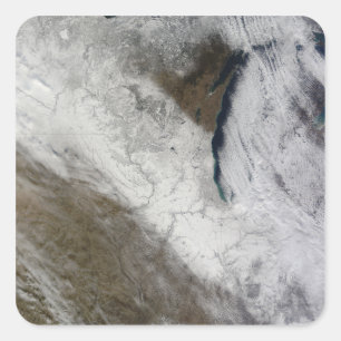 Satellietuitzicht van sneeuw en koud vierkante sticker