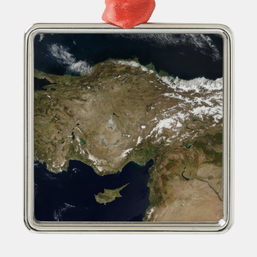 Satellietuitzicht van Turkije Metalen Ornament (Voorkant)