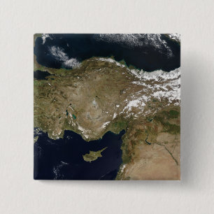 Satellietuitzicht van Turkije Vierkante Button 5,1 Cm