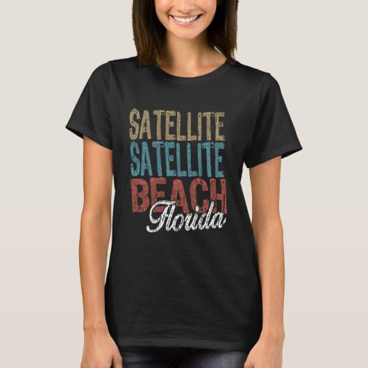 SATELLITE BEACH Florida HIBISCUS & SCRIPT Drie T-shirt (Voorkant)