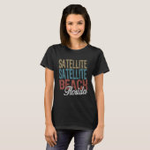 SATELLITE BEACH Florida HIBISCUS & SCRIPT Drie T-shirt (Voorkant volledig)