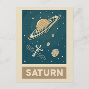 Satellite Saturn Retro Galaxy Briefkaart