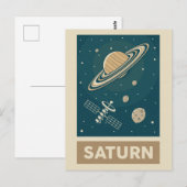 Satellite Saturn Retro Galaxy Briefkaart (Voorkant / Achterkant)