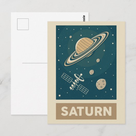 Satellite Saturn Retro Galaxy Briefkaart (Voorkant / Achterkant)