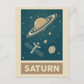 Satellite Saturn Retro Galaxy Briefkaart (Voorkant)