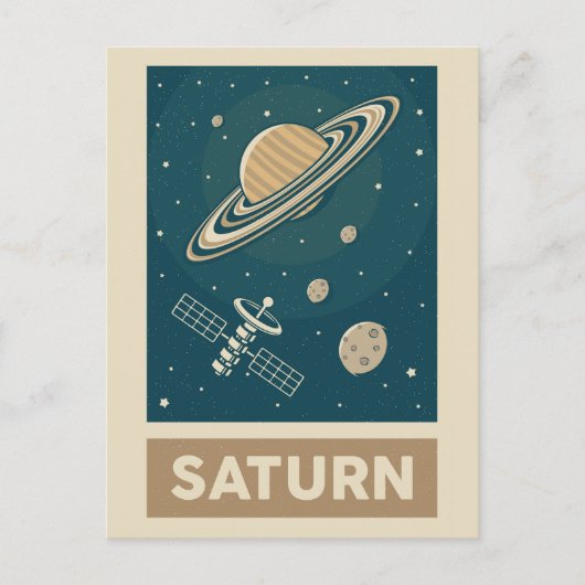 Satellite Saturn Retro Galaxy Briefkaart (Voorkant)