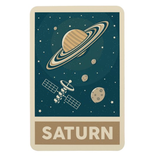 Satellite Saturn Retro Galaxy Magneet (Verticaal)