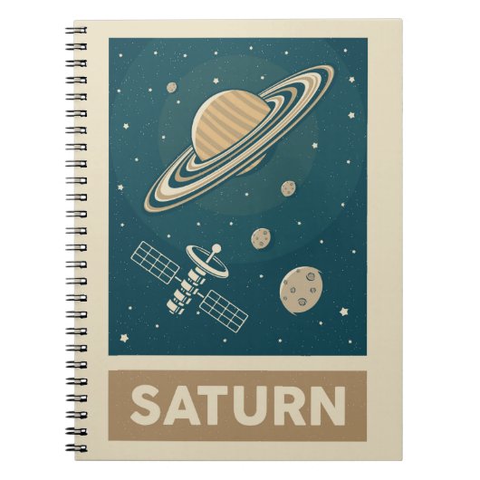 Satellite Saturn Retro Galaxy Notitieboek (Voorkant)