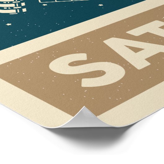 Satellite Saturn Retro Galaxy Poster (Hoek)
