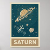 Satellite Saturn Retro Galaxy Poster (Voorkant)