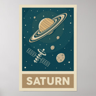 Satellite Saturn Retro Galaxy Poster