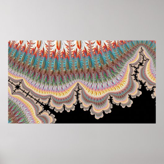 Satellite Shores Zwart Zee Classy Fractal Art Poster (Voorkant)