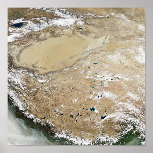 Satellite view of the Tibetan Plateau Poster (Voorkant)