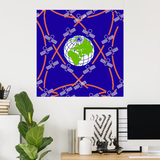 Satellites Orbiting Earth Poster (Thuiskantoor)