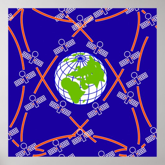 Satellites Orbiting Earth Poster (Voorkant)