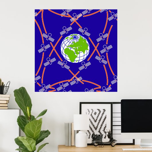 Satellites Orbiting Earth Poster