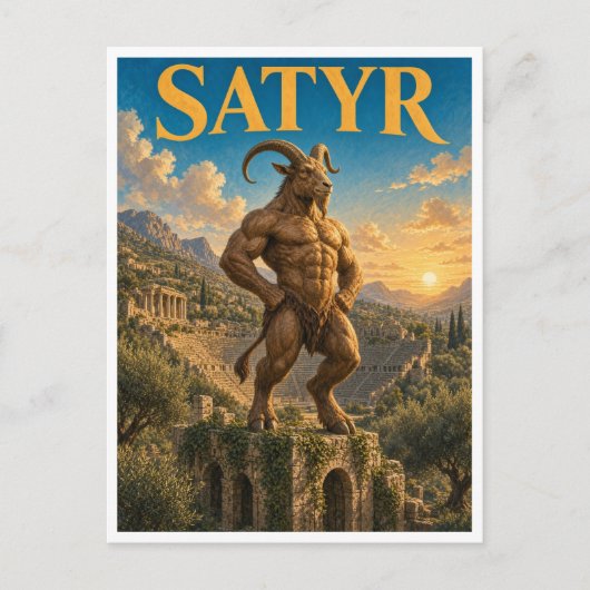 Sater, Gotisch Fantasie Monster Briefkaart (Voorkant)