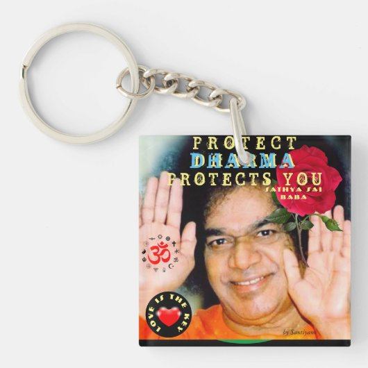 Sathya Sai Baba " Protect ... Sleutelhanger (voorkant)