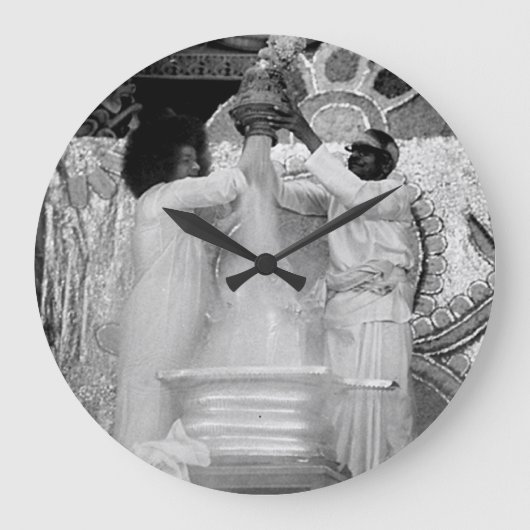 Sathya Sai Baba Round Large Wall klok (Voorkant)